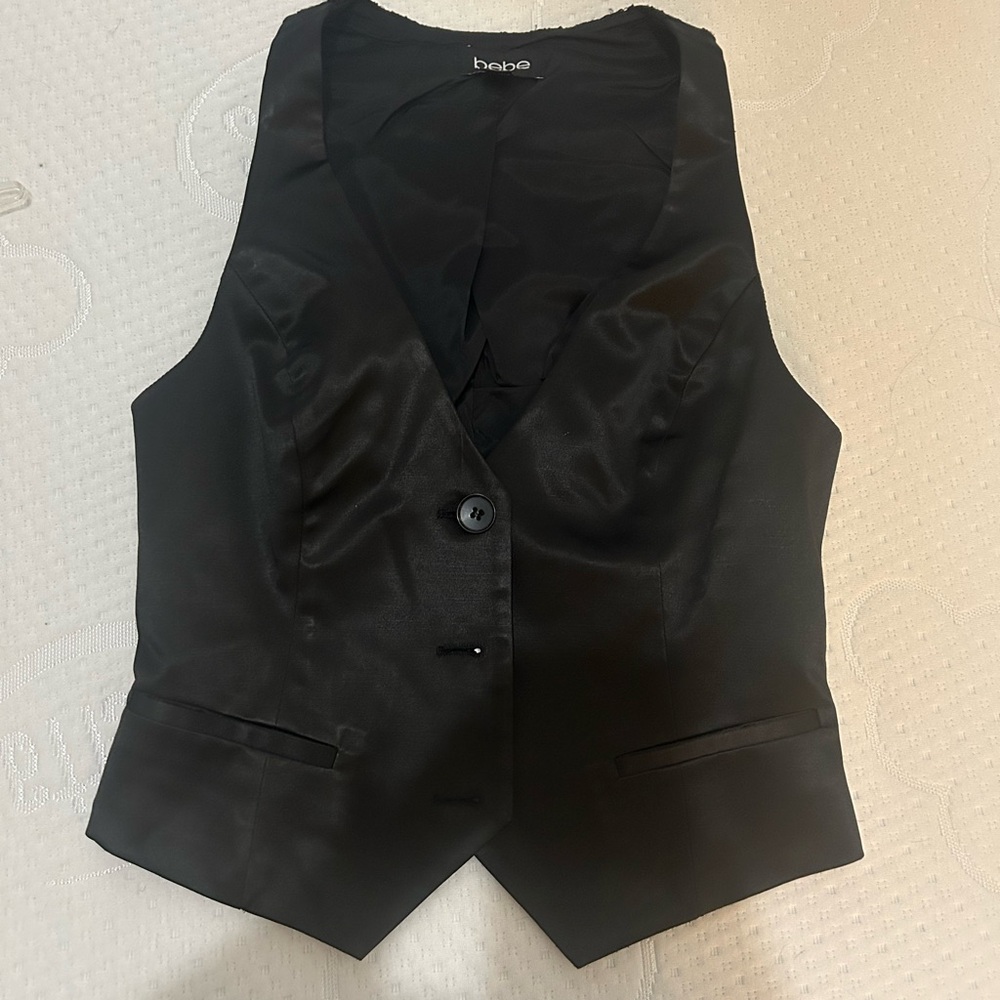 Bebe Sleek Black Satin Top
